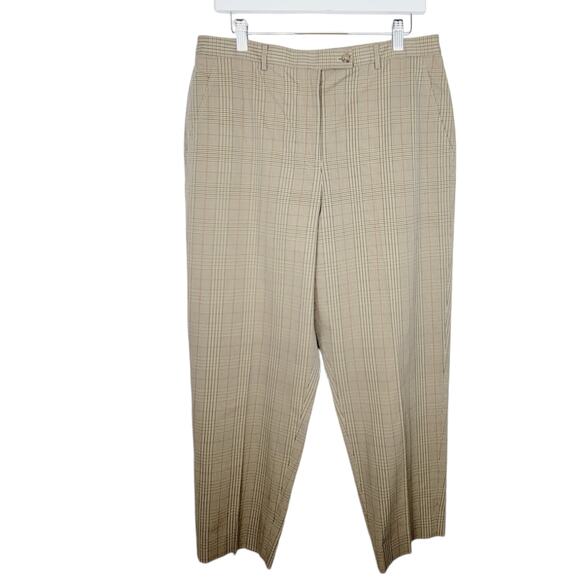 Anne Klein New York Classic High Waist Glen Plaid Tapered Ankle Length Pants 14 - Picture 2 of 7